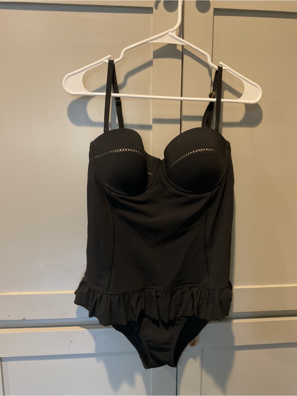 Tory Burch Black Ruffle-Hem One-Piece Swimsuit